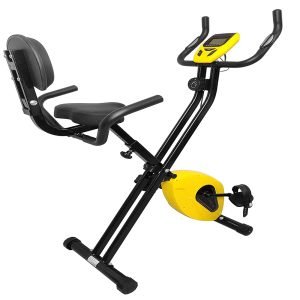 Dolphy Folding Exercise Bike, Fitness Upright ,Aerobic Trainer X-Bike with 8-Level Adjustable Resistance, Arm Bands and Backrest