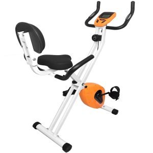 Dolphy Folding Exercise Bike, Fitness Upright ,Aerobic Trainer X-Bike with 8-Level Adjustable Resistance, Arm Bands and Backrest