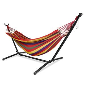 Dolphy 8 feet Hammock with Stand Set | Steel Stand, Premium Carry Bag Included | Indoor Outdoor Brazilian-Style Cotton Bed for Backyard, Camping, Garden. - Image 1