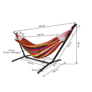 Dolphy 8 feet Hammock with Stand Set | Steel Stand, Premium Carry Bag Included | Indoor Outdoor Brazilian-Style Cotton Bed for Backyard, Camping, Garden. - Image 4