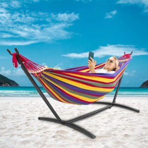 Dolphy 8 feet Hammock with Stand Set | Steel Stand, Premium Carry Bag Included | Indoor Outdoor Brazilian-Style Cotton Bed for Backyard, Camping, Garden. - Image 5